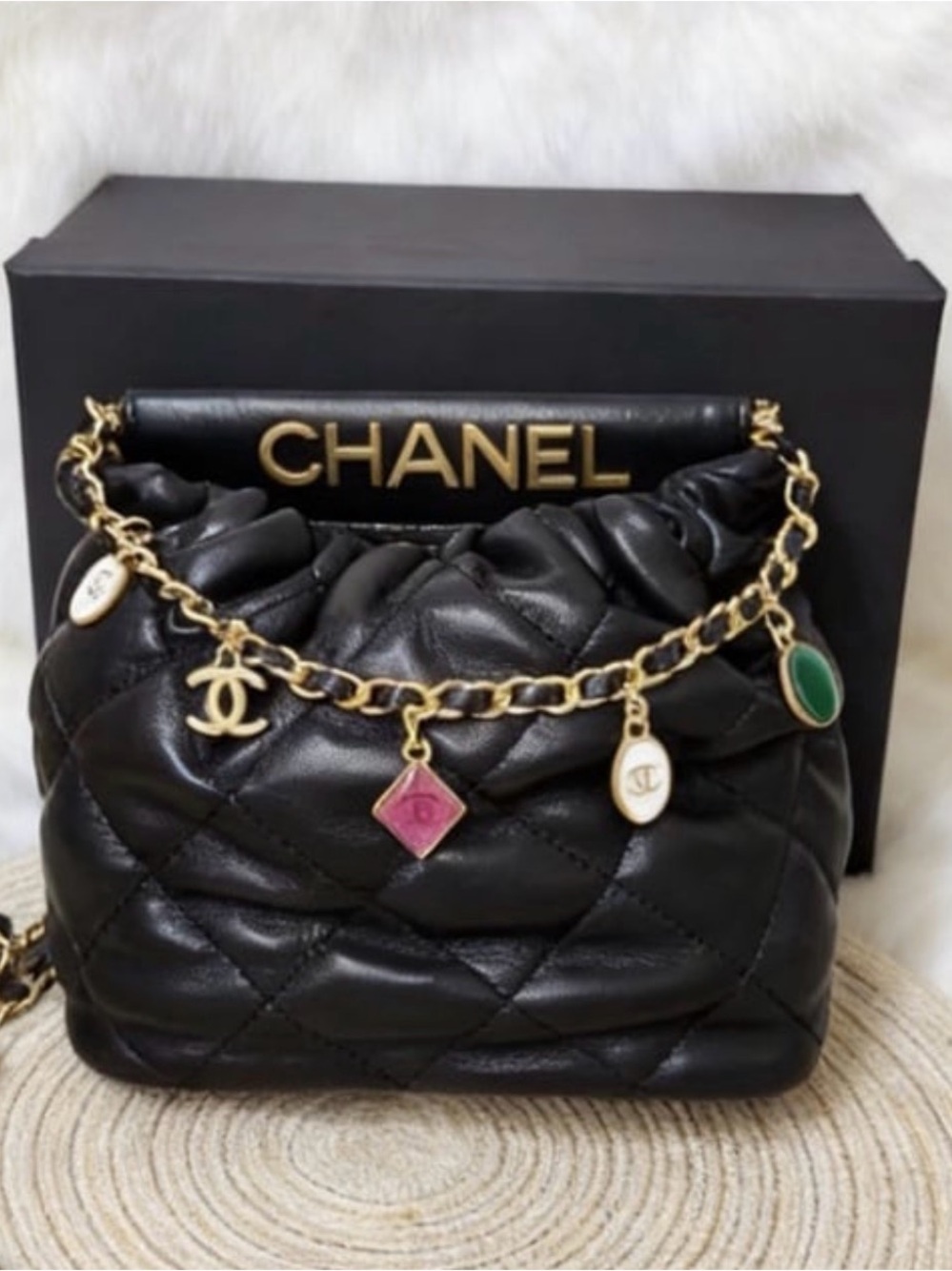 RARE DESIGNER VIP BLACK QUILTED CHARM CROSSBODY BAG